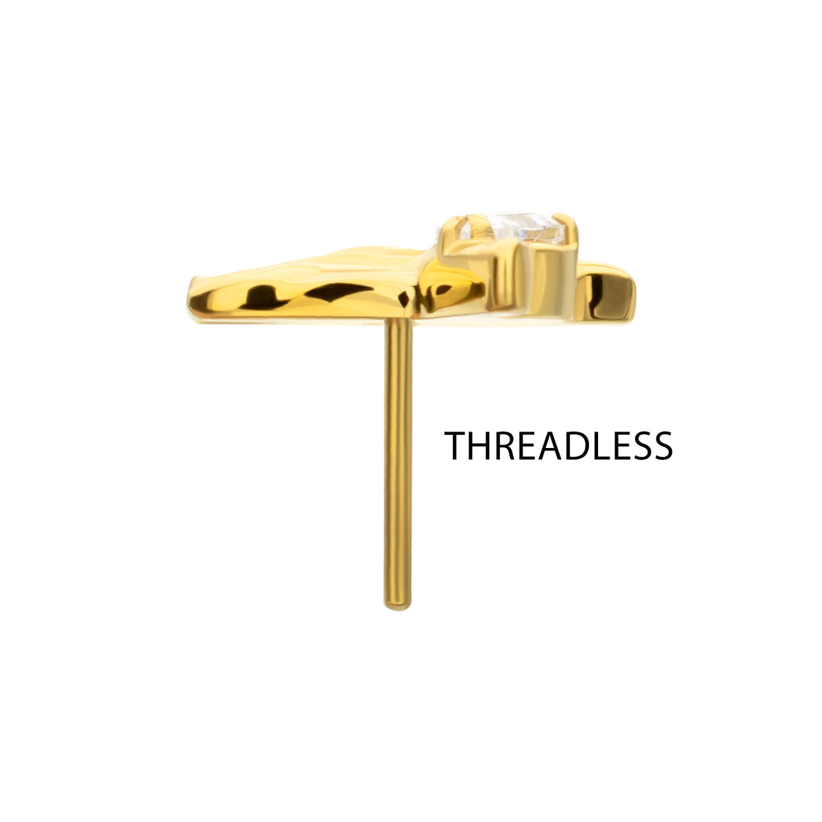 24kt Gold PVD Titanium Threadless Prong Set Teardrop Gem Hummingbird Top