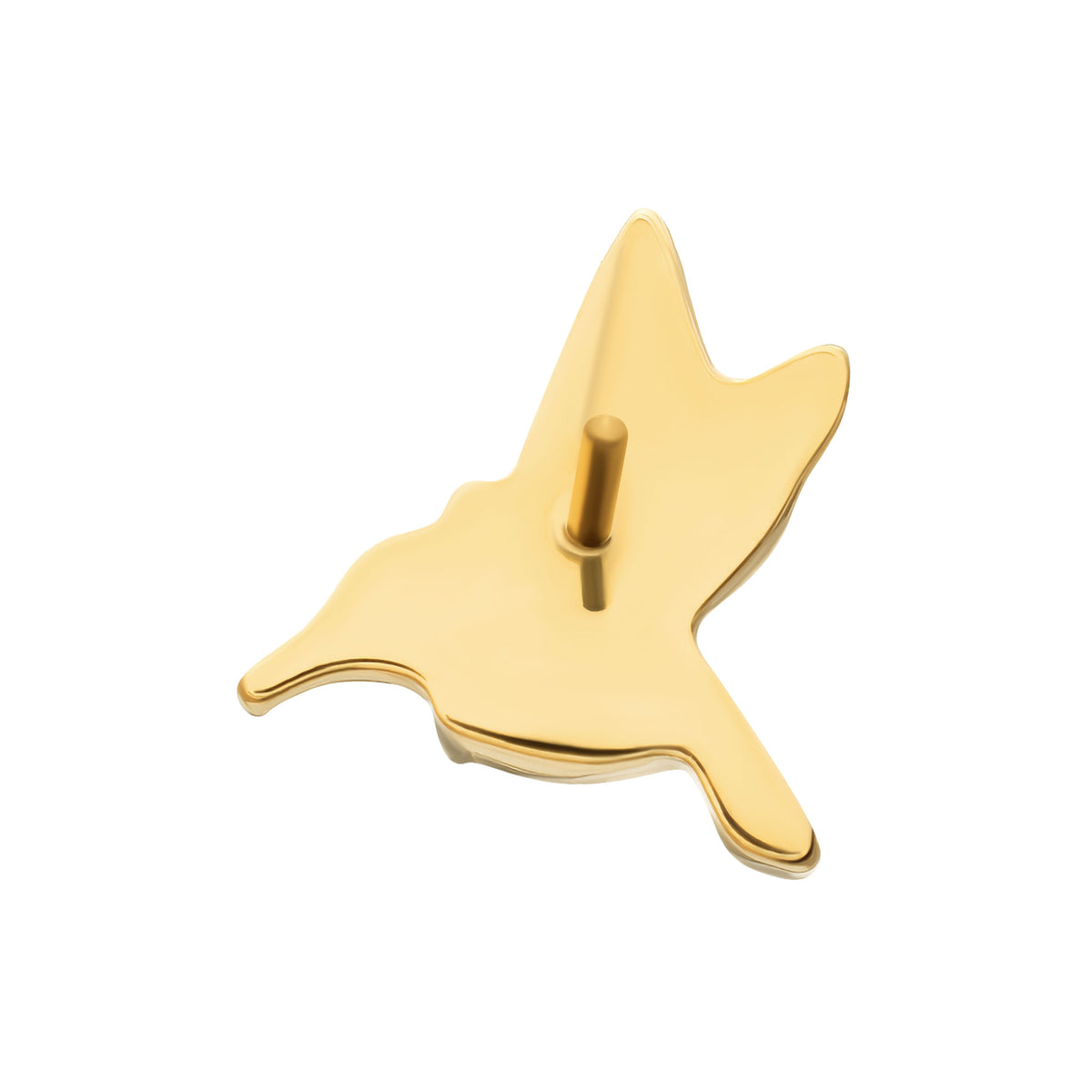 24kt Gold PVD Titanium Threadless Prong Set Teardrop Gem Hummingbird Top