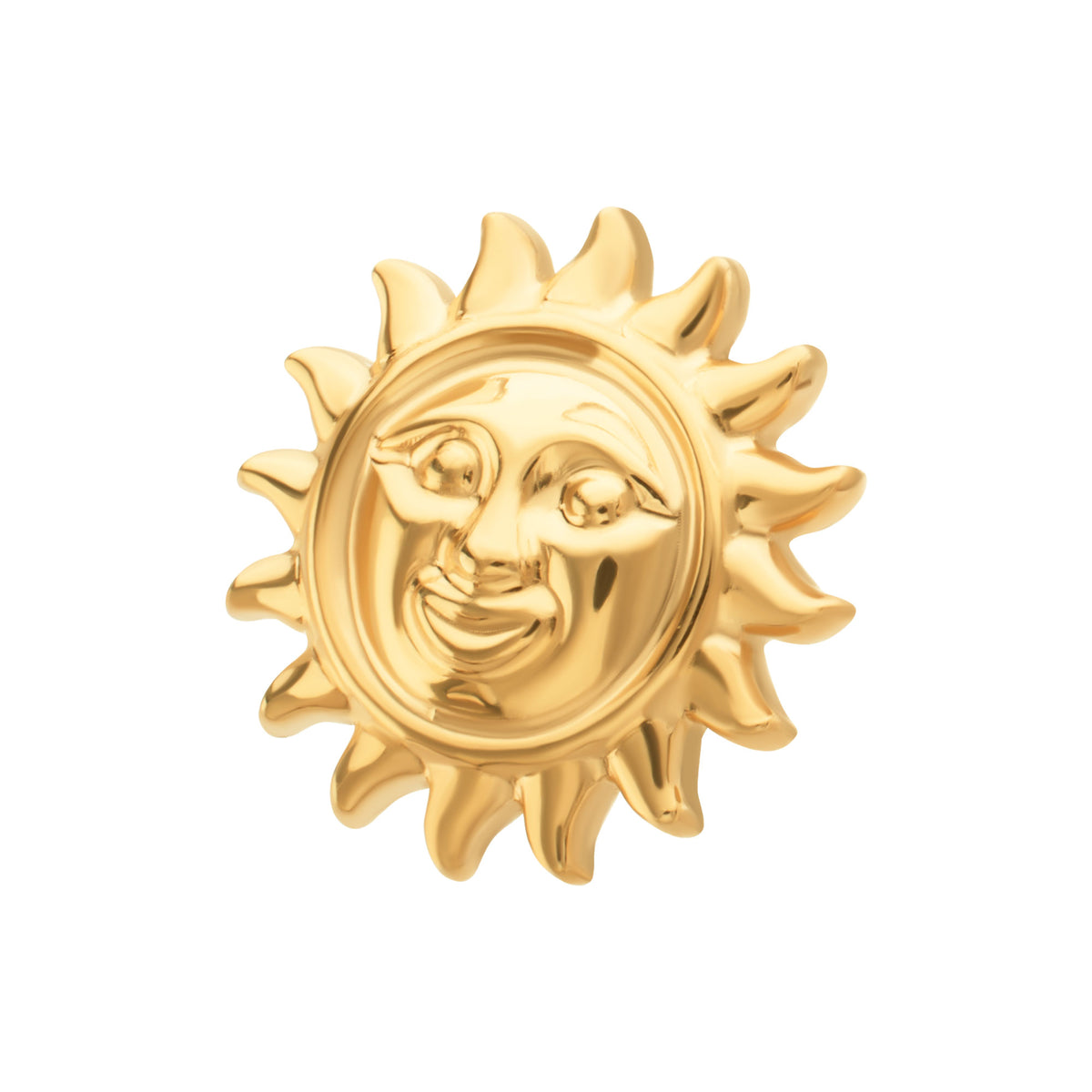 24Kt Gold PVD Titanium Threadless Sun Face Top