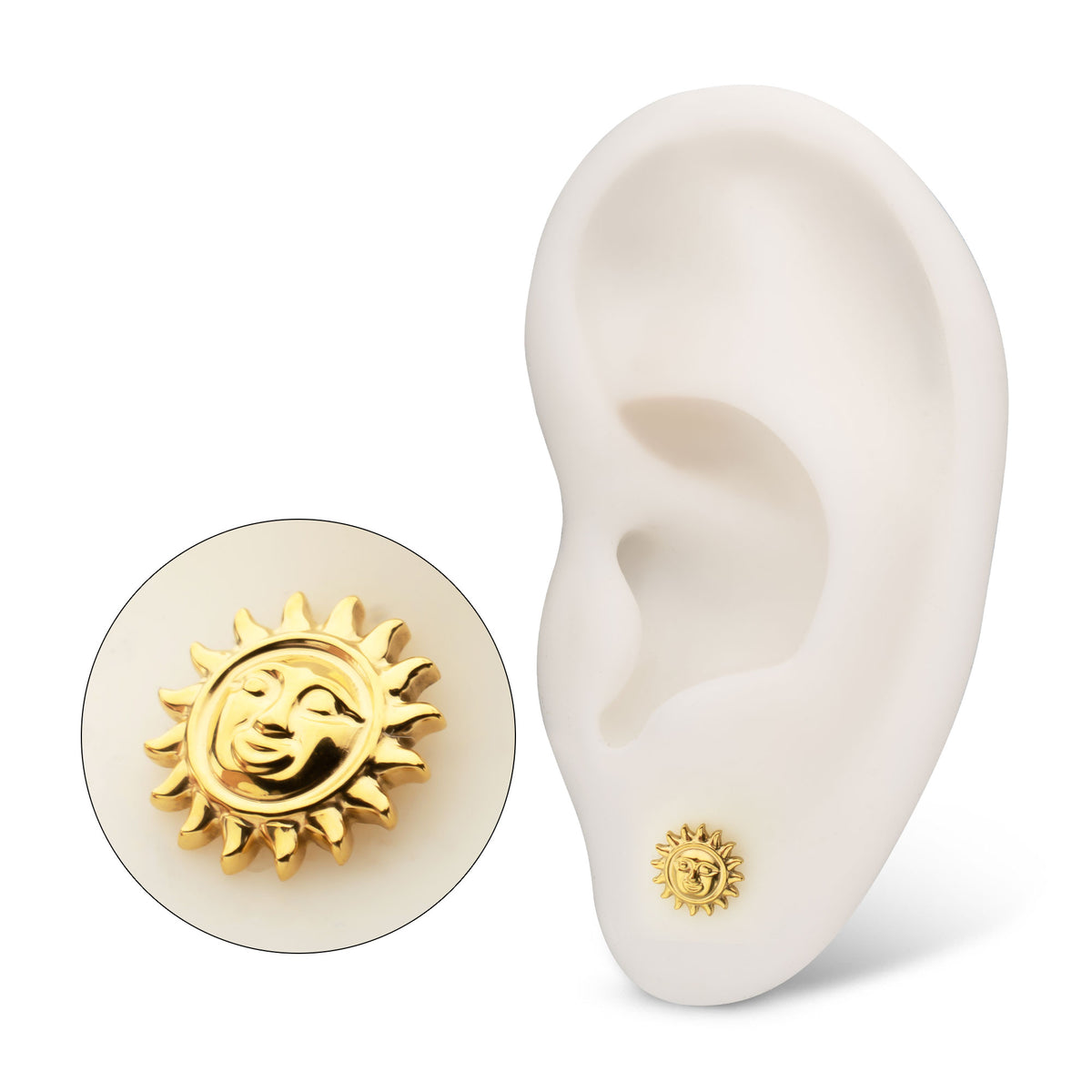 24Kt Gold PVD Titanium Threadless Sun Face Top