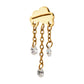 24Kt Gold PVD Titanium Threadless Cloud Top with Triple Floating CZ Dangle