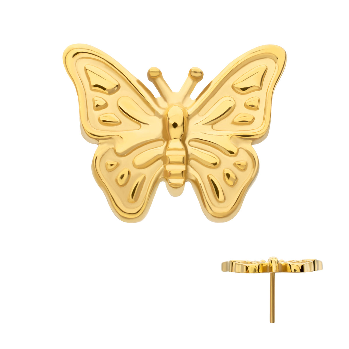 24kt Gold PVD Titanium Threadless Butterfly Top