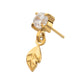 24kt Gold PVD Titanium Threadless 4-Prong Set Gem Top with Leaf Dangle