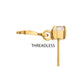 24kt Gold PVD Titanium Threadless 4-Prong Set Gem Top with Leaf Dangle