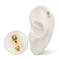 24kt Gold PVD Titanium Threadless 4-Prong Set Gem Top with Leaf Dangle