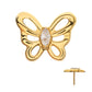 24kt Gold PVD Titanium Threadless Prong Set Marquise Gem Cut Out Flutter Butterfly Top