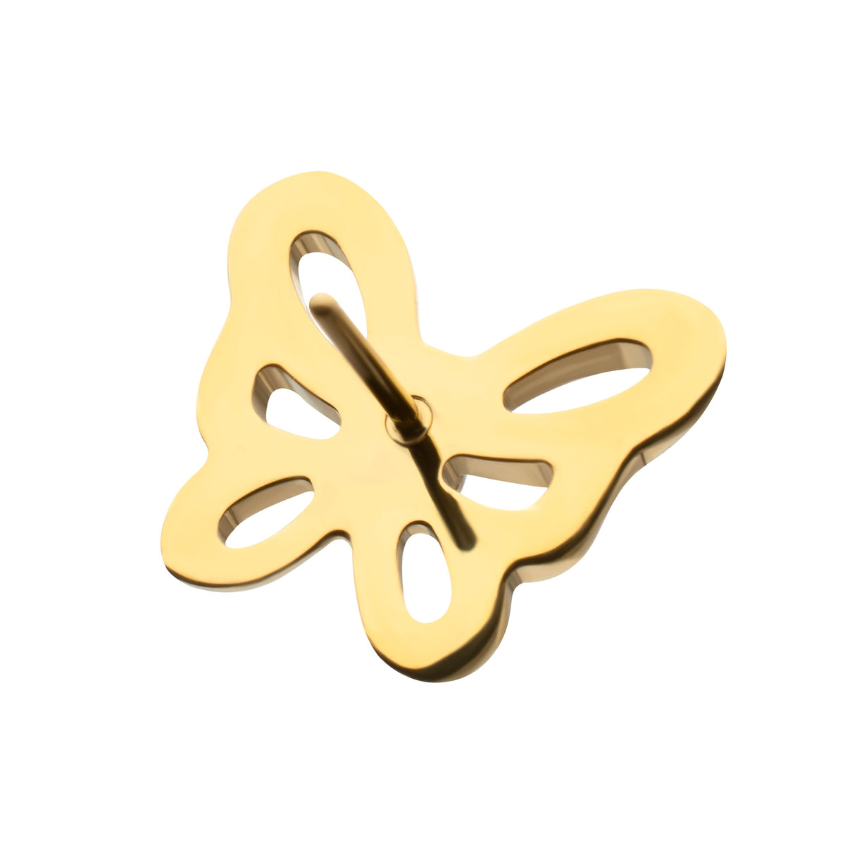 24kt Gold PVD Titanium Threadless Prong Set Marquise Gem Cut Out Flutter Butterfly Top
