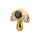 24kt Gold PVD Titanium Threadless Prong Set Triple Gem Mushroom Top