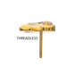 24kt Gold PVD Titanium Threadless Prong Set Triple Gem Mushroom Top