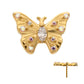 24kt Gold PVD Titanium Threadless Prong Set Gem Multi-Gem Butterfly Top