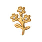24kt Gold PVD Titanium Threadless Prong Set Gem Triple Flower & Stem Top