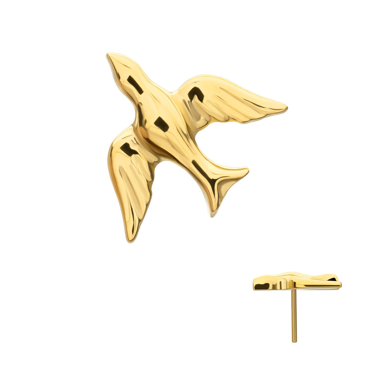 24kt Gold PVD Titanium Threadless Flying Swallow Top