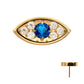 24kt Gold PVD Titanium Threadless Evil Eye Top with Blue & Clear CZ Gem