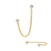 24Kt Gold PVD Titanium Threadless Double Prong Set Gem Top with Rolo Chain Dangle