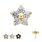 24Kt Gold PVD Titanium Threadless Prong Set Gem 5-Petal Flower Top