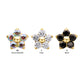 24Kt Gold PVD Titanium Threadless Prong Set Gem 5-Petal Flower Top