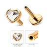 24Kt Gold PVD Titanium Threadless 4mm Bezel Heart Gem Back Duality Labret (Base Only)