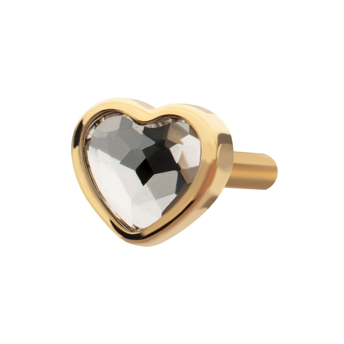24Kt Gold PVD Titanium Threadless 4mm Bezel Heart Gem Back Duality Labret (Base Only)