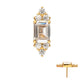 24kt Gold PVD Titanium Threadless Hexagon Top with Prong Set Round & Baguette Gem