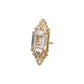 24kt Gold PVD Titanium Threadless Hexagon Top with Prong Set Round & Baguette Gem
