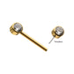 24Kt Gold PVD Titanium Threadless Bezel Set Gem End Nipple Barbell (One Side Fixed, One Side Threadless ) | Sold by piece