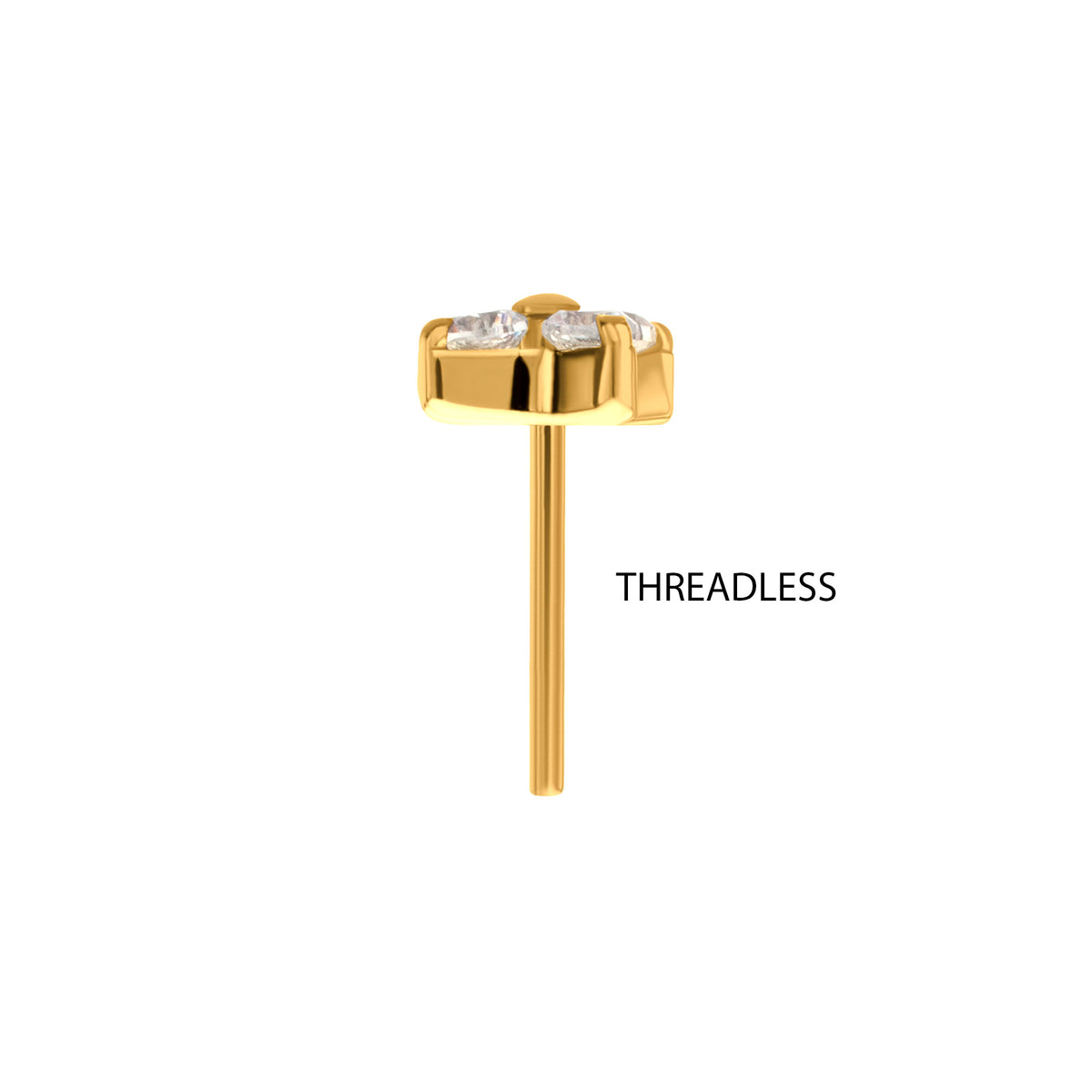 24Kt Gold PVD Titanium Threadless Low Profile Quadra Top