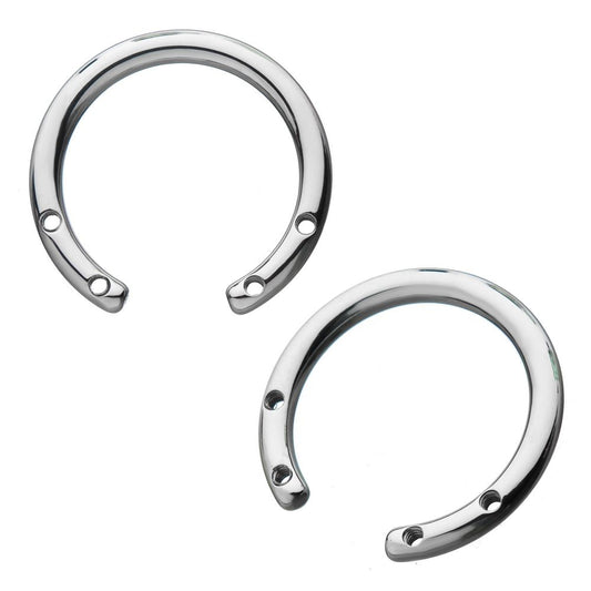 Titanium 4 Drilled Hole Front-set Circular Barbell