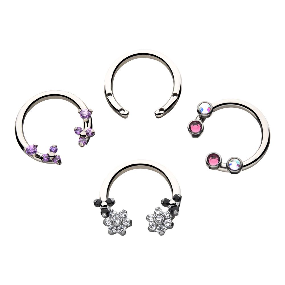 Titanium 4 Drilled Hole Front-set Circular Barbell