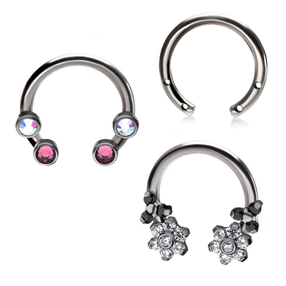 Titanium 4 Drilled Hole Front-set Circular Barbell