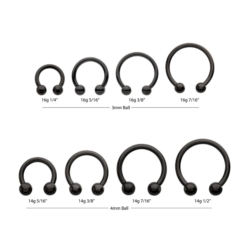 Black PVD Titanium Internally Threaded Circular Barbells