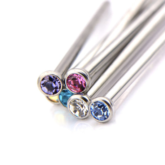 Titanium 2.5mm Bezel Set Preciosa Gem Nose Pin