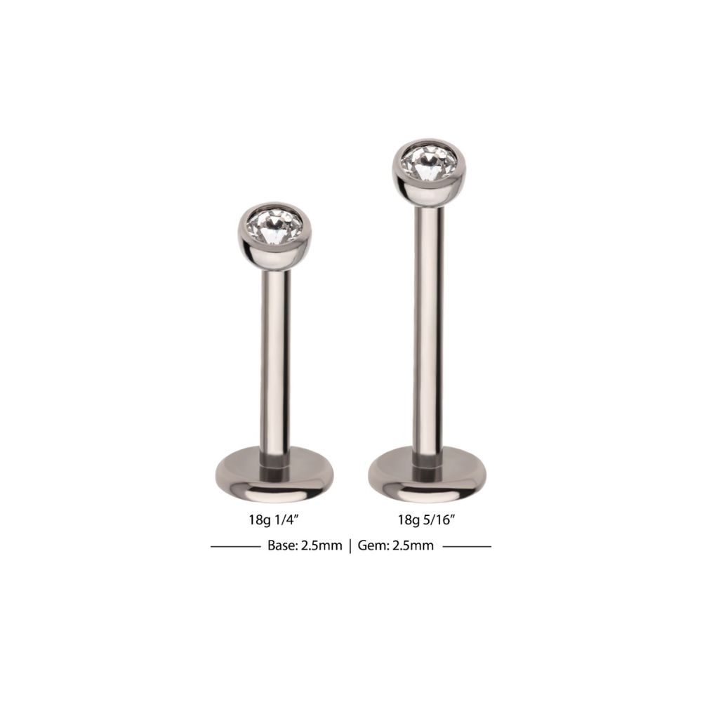 18g Titanium Internally Threaded 4mm Base and Bezel Set Swarovski Crystal Micro Labret