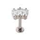 Titanium Internally Threaded Flat Base Labret with Prong Set Baguette CZ 3-Cluster Top