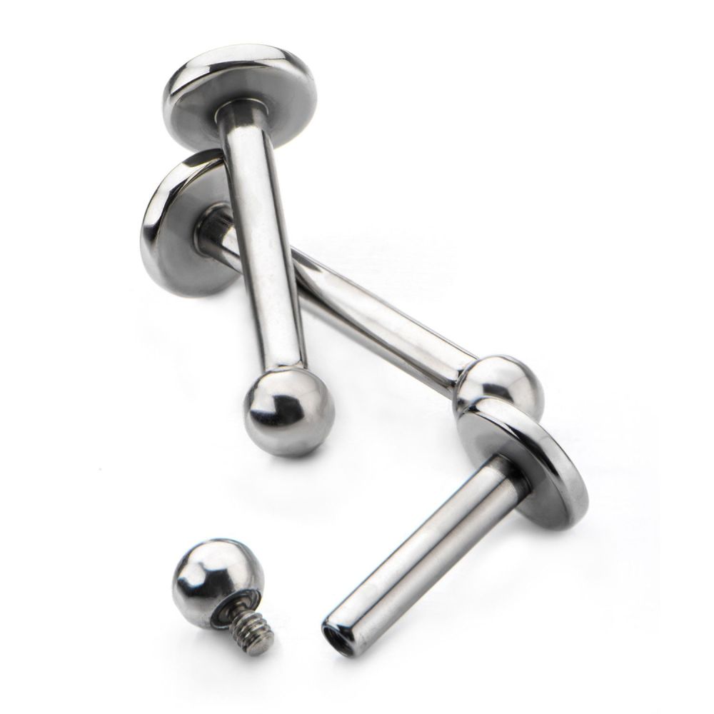 Titanium-Internally Threaded Labret with 4mm Base and 3mm Ball