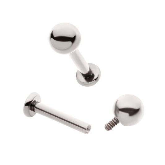 Titanium Internally Threaded Labret with 2.5mm Base and 3mm Ball