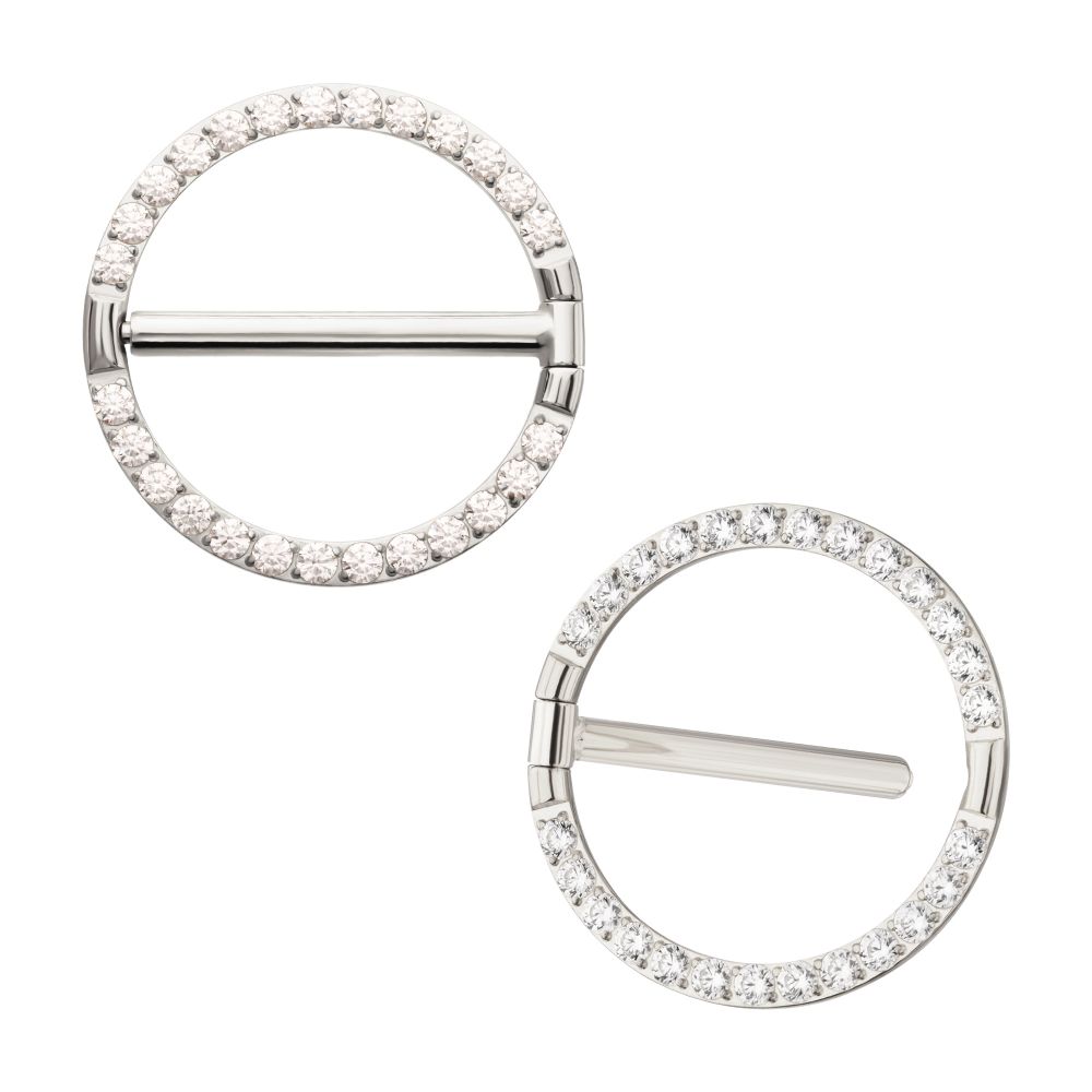Titanium CNC Set Gem Nipple Clicker Ring | Sold by piece