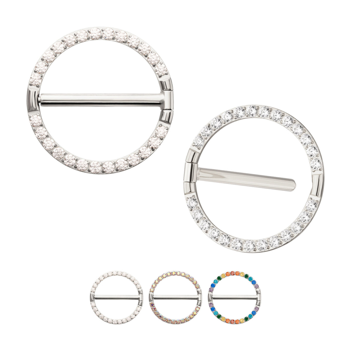 Titanium CNC Set Gem Nipple Ring Clicker | Sold by piece