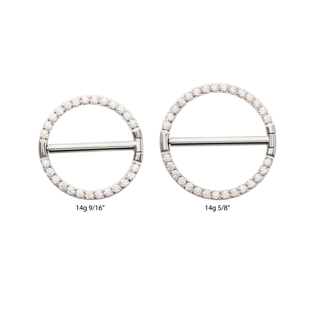 Titanium CNC Set Gem Nipple Clicker Ring | Sold by piece