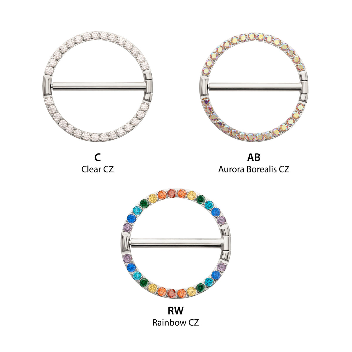 Titanium CNC Set Gem Nipple Ring Clicker | Sold by piece