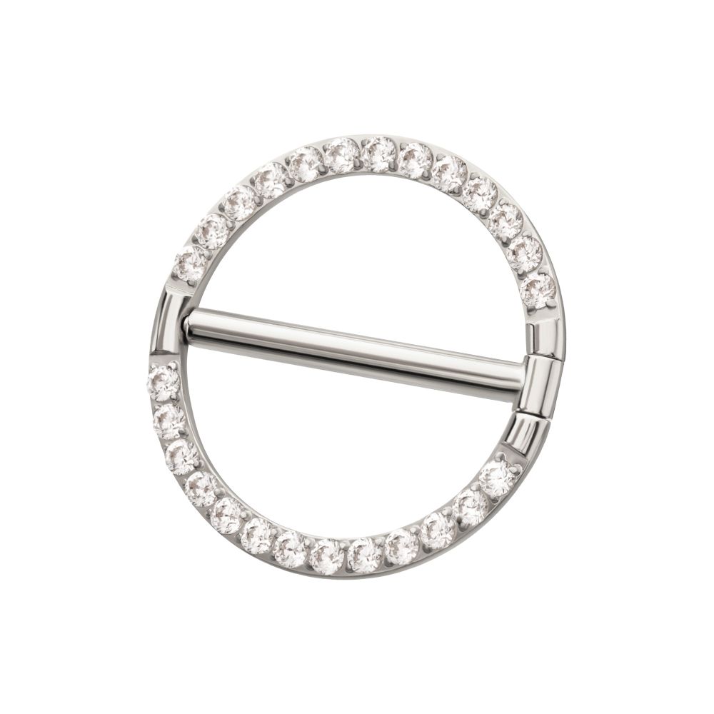 Titanium CNC Set Gem Nipple Clicker Ring | Sold by piece