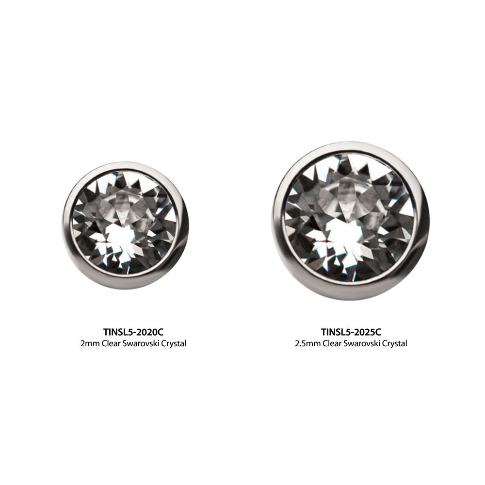 Titanium Bezel Set Swarovski Crystal L-Shape Nose Pin