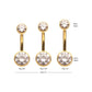24Kt Gold PVD Titanium Internally Threaded Double Bezel Round with Smooth Rounded Back & Fixed Bottom Navel