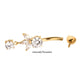 24Kt Gold PVD Titanium Internally Threaded Prong Set Round and Triple Marquise Fan Navel with Gem Dangle