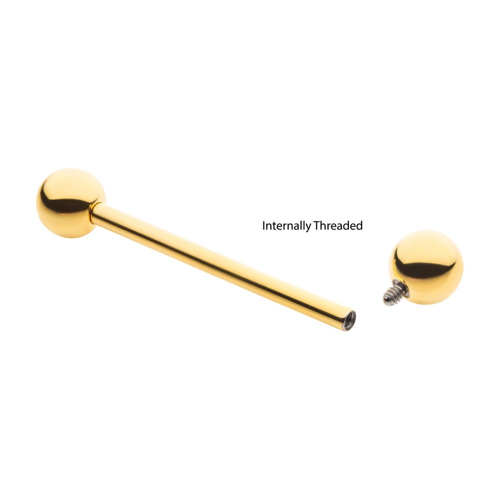 24KT Gold PVD Titanium Internally Threaded Barbell