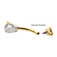 24Kt Gold PVD Titanium Internally Threaded Double Teardrop with 4-Prong Bottom Gem Fixed Bottom Navel
