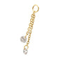 24Kt Gold PVD Titanium Floating CZ Double Round Gem Chain Dangle