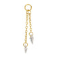 24Kt Gold PVD Titanium Floating CZ Double Kite Shape Gem Chain Dangle
