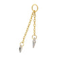 24Kt Gold PVD Titanium Floating CZ Double Kite Shape Gem Chain Dangle