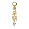 24Kt Gold PVD Titanium Floating CZ Triple Kite Shape Gem Chain Dangle