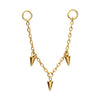 24Kt Gold PVD Titanium Triple Spike Rolo Chain Dangle